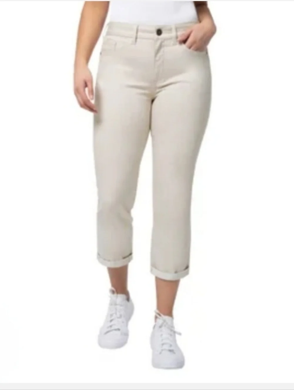 Santana Jeans Cropped Cream Denim Women's Size 16 Capri Stretch Pants - Picture 12 of 12